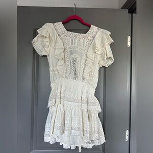 LoveShackFancy Cream Mini Dress